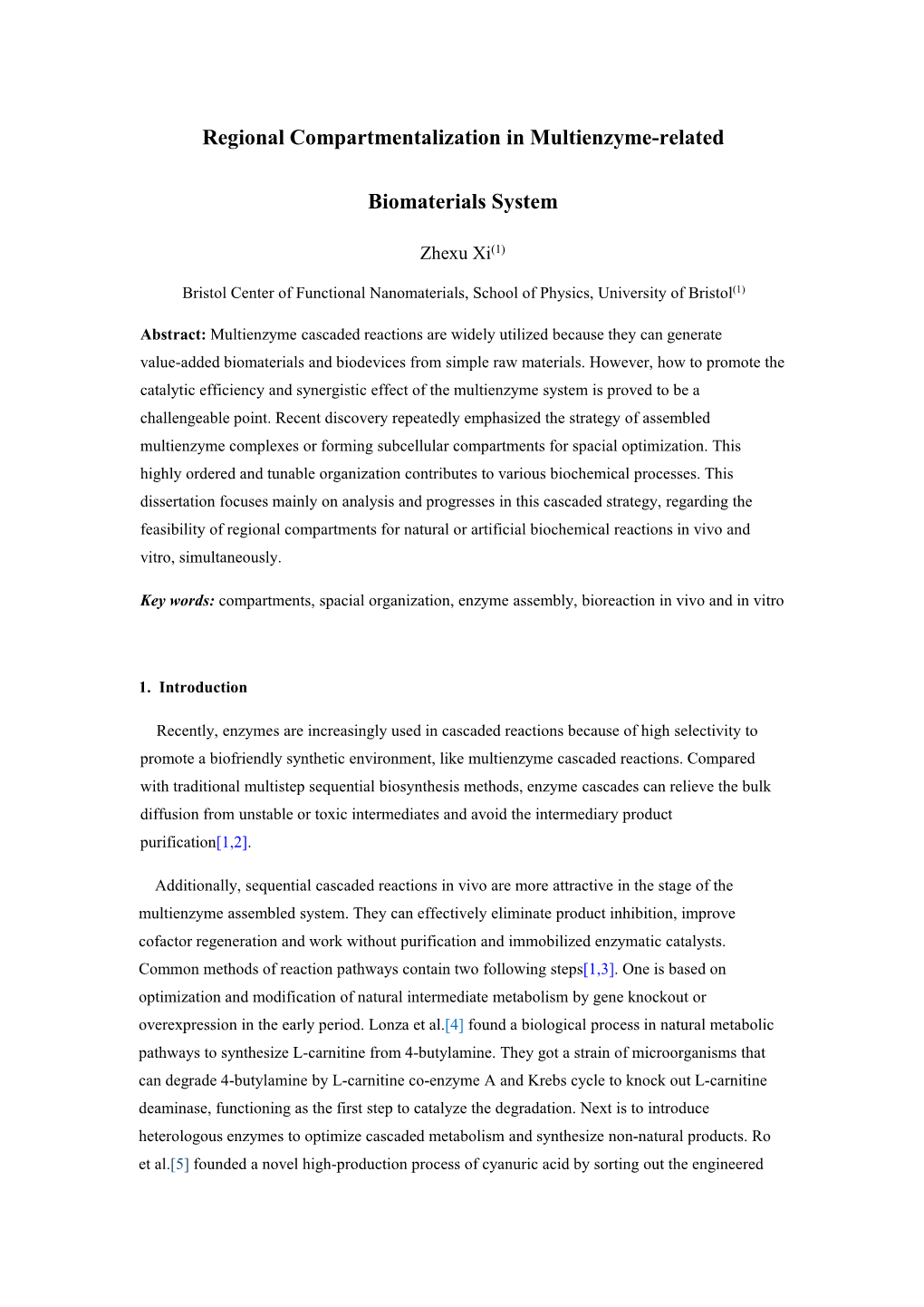 Regional Compartmentalization in Multienzyme-Related Biomaterials System