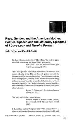 Political Speech and the Maternity Episodes of / Love Lucy and Murphy Brown