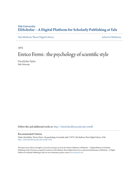 Enrico Fermi : the Psychology of Scientific Style