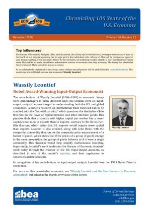 Chronicling 100 Years of the U.S. Economy Wassily Leontief