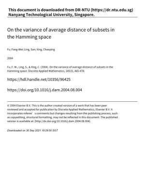 On the Variance of Average Distance of Subsets in the Hamming Space