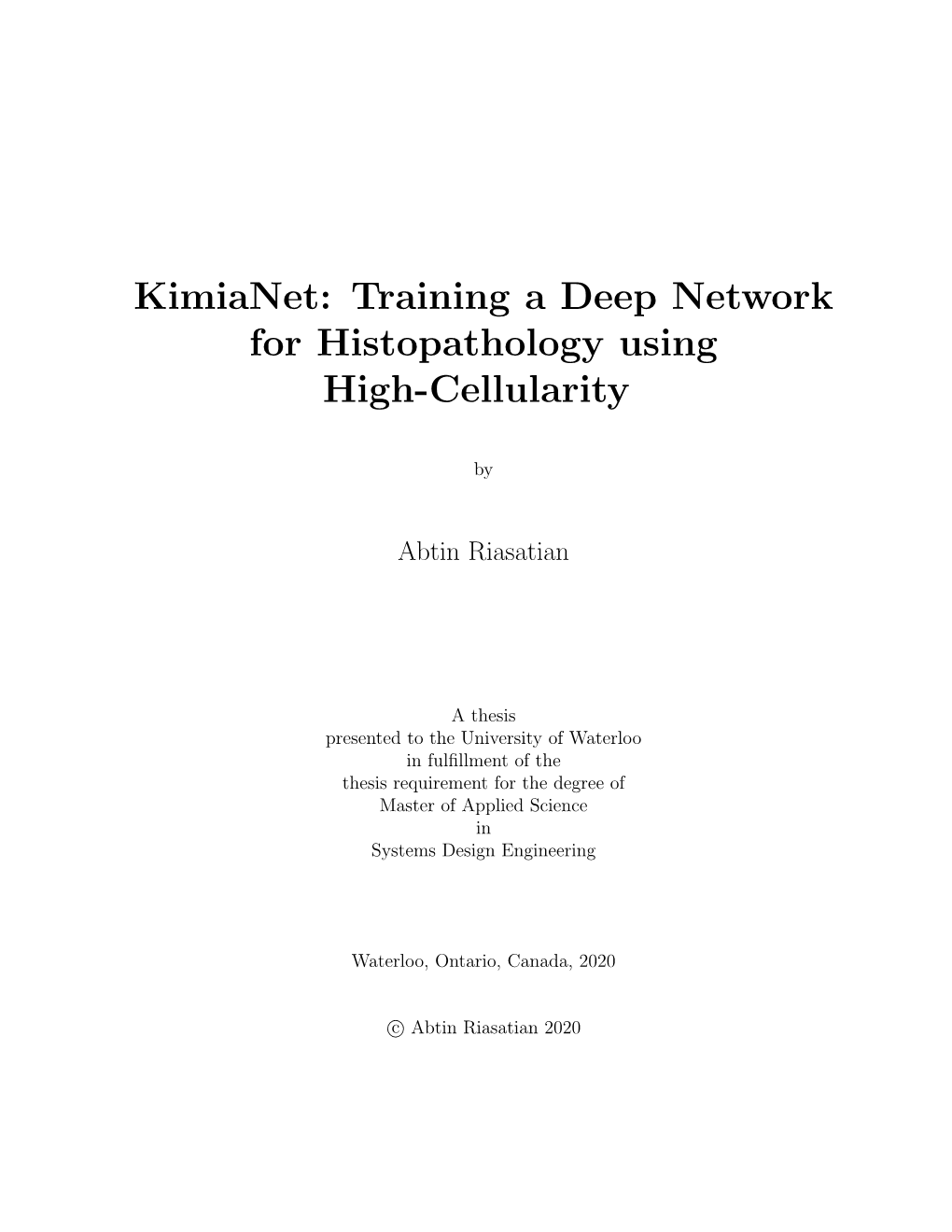 Kimianet: Training a Deep Network for Histopathology Using High-Cellularity