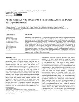 Antibacterial Activity of Gels with Pomegranate, Apricot and Green Tea Glycolic Extracts