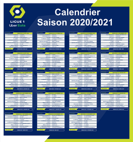 Calendrier Saison 2020/2021