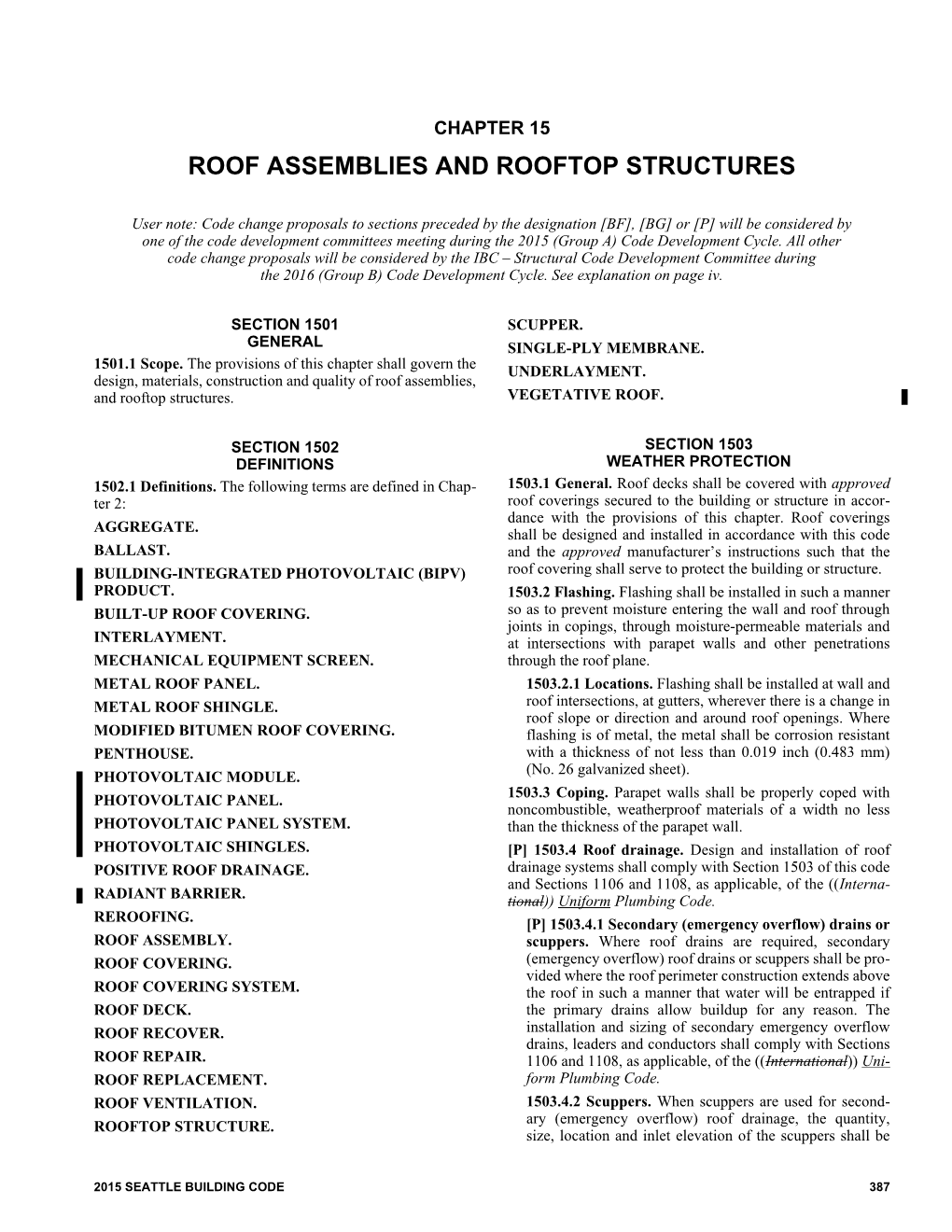Chapter 15, Roof Assemblies and Rooftop Structures