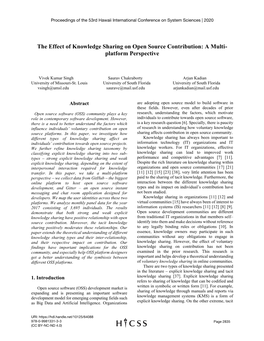 The Effect of Knowledge Sharing on Open Source Contribution: a Multi- Platform Perspective