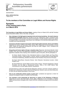 Synopsis of the Meeting Held in Paris on 4 March 2019