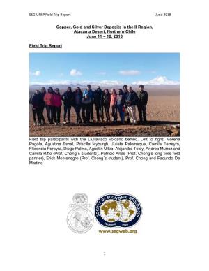 Copper, Gold and Silver Deposits in the II Region, Atacama Desert, Northern Chile June 11 – 16, 2018