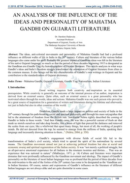 An Analysis of the Influence of the Ideas and Personality of Mahatma Gandhi on Gujarati Literature