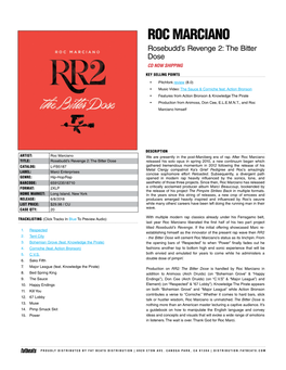 ROC MARCIANO Rosebudd’S Revenge 2: the Bitter Dose CD NOW SHIPPING