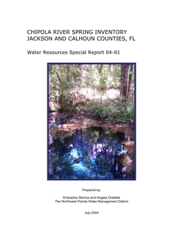 Chipola River Springs Inventory Study Area……………………………………………