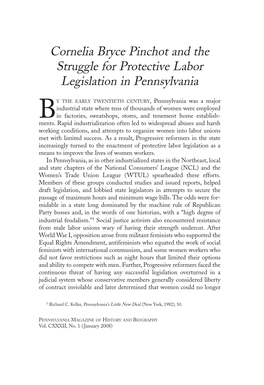 Cornelia Bryce Pinchot and the Struggle for Protective Labor Legislation in Pennsylvania