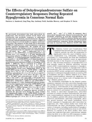 The Effects of Dehydroepiandrosterone Sulfate on Counterregulatory Responses During Repeated Hypoglycemia in Conscious Normal Rats Darleen A
