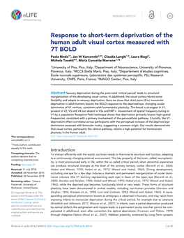 Response to Short-Term Deprivation of the Human Adult Visual Cortex