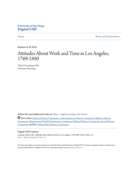 Attitudes About Work and Time in Los Angeles, 1769-1880 Tyler D