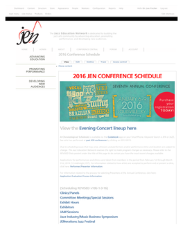 2016 Conference Schedule | the Jazz Education Network