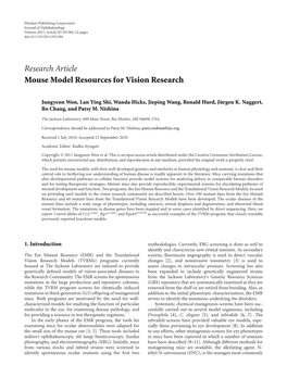 Research Article Mouse Model Resources for Vision Research