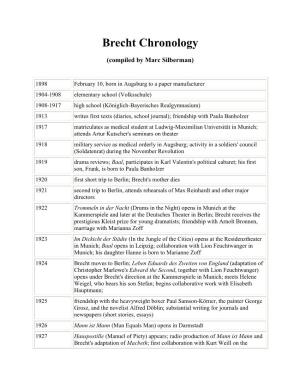 Brecht Chronology