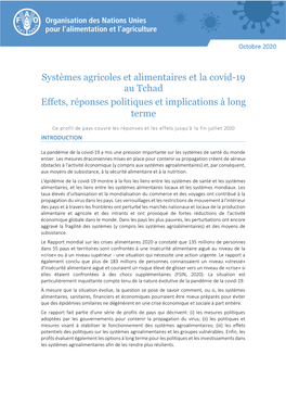 Systèmes Agroalimentaires Nationaux Et La Covid-19 Au Tchad