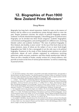 12. Biographies of Post-1900 New Zealand Prime Ministers1