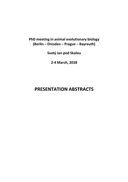 Presentation Abstracts