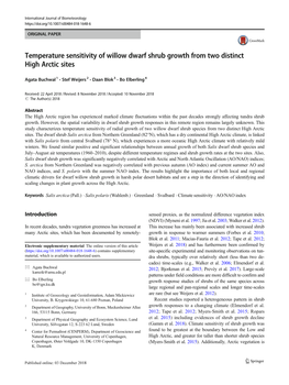 Temperature Sensitivity of Willow Dwarf Shrub Growth from Two Distinct High Arctic Sites