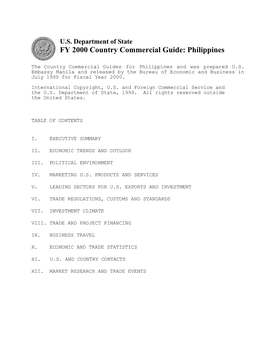 FY 2000 Country Commercial Guide: Philippines