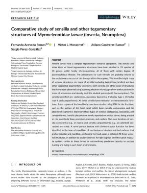 Comparative Study of Sensilla and Other Tegumentary Structures of Myrmeleontidae Larvae (Insecta, Neuroptera)