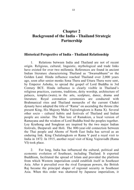 Chapter 2 Background of the India - Thailand Strategic Partnership