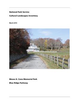 Historic Resource Study of Moses H Cone Estate On