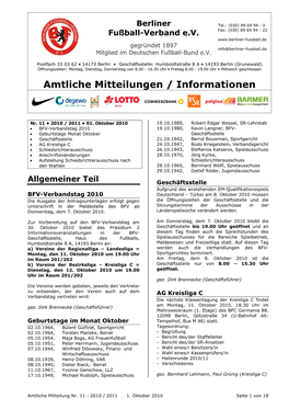 Amtliche Mitteilungen / Informationen