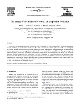 The Effect of the Method of Burial on Adipocere Formation Shari L