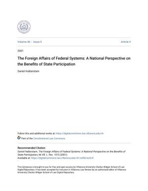 The Foreign Affairs of Federal Systems: a National Perspective on the Benefits of State Participation