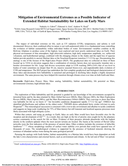 Mitigation of Environmental Extremes As a Possible Indicator of Extended Habitat Sustainability for Lakes on Early Mars