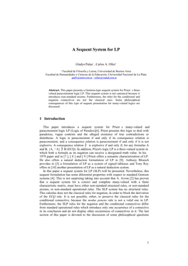 A Sequent System for LP