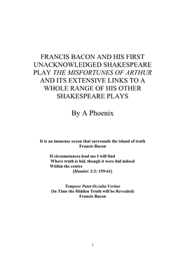 The Misfortunes of Arthur and Its Extensive Links to a Whole Range of His Other Shakespeare Plays