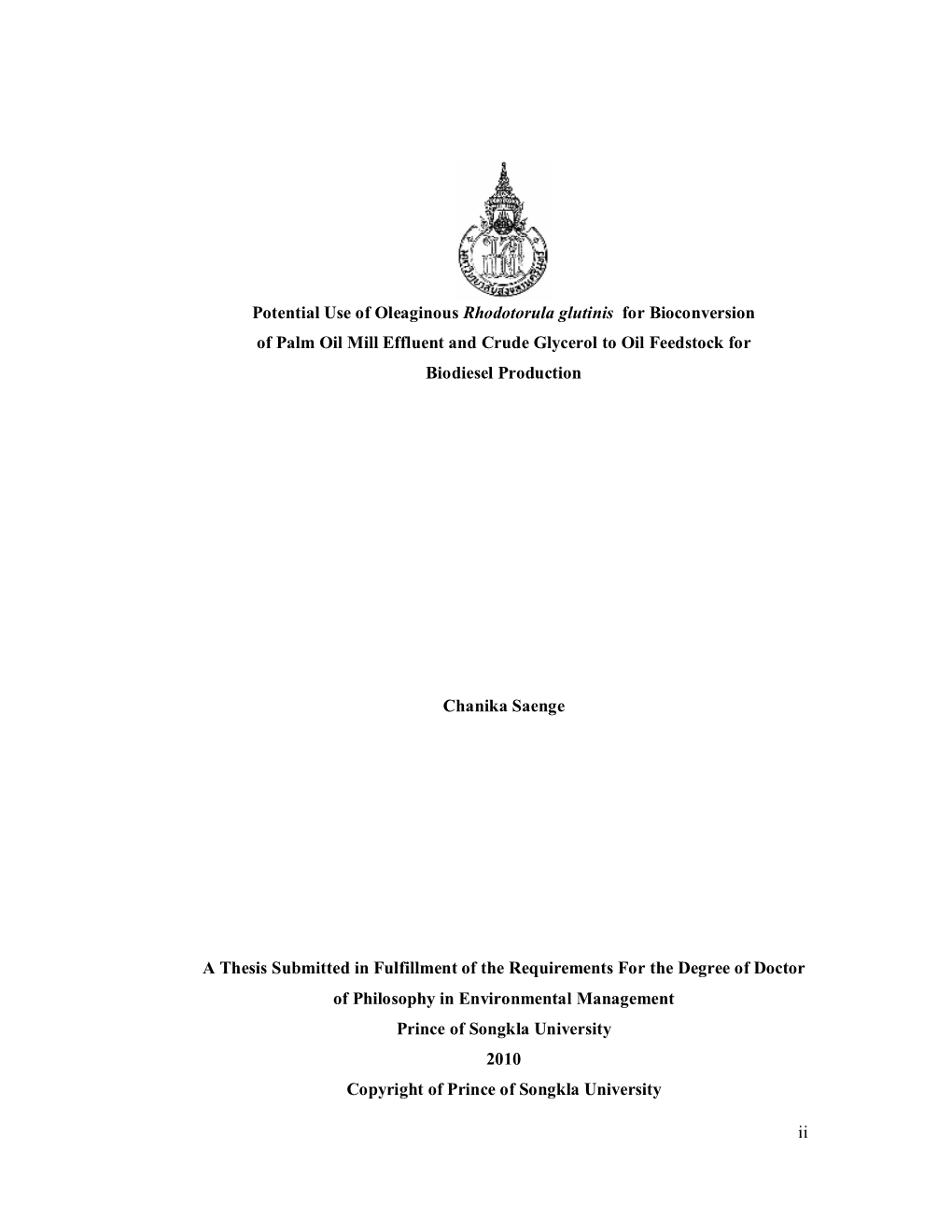 Rhodotorula Glutinis for Bioconversion of Palm Oil Mill Effluent and Crude Glycerol to Oil Feedstock for Biodiesel Production