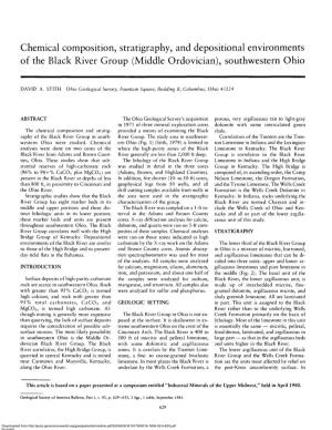 Chemical Composition, Stratigraphy, and Depositional Environments of the Black River Group (Middle Ordovician), Southwestern Ohio