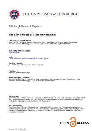 The Ethnic Roots of Class Universalism
