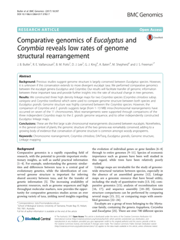 Comparative Genomics of Eucalyptus and Corymbia Reveals Low Rates of Genome Structural Rearrangement J