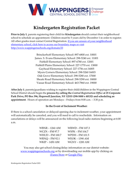 Kindergarten Registration Packet