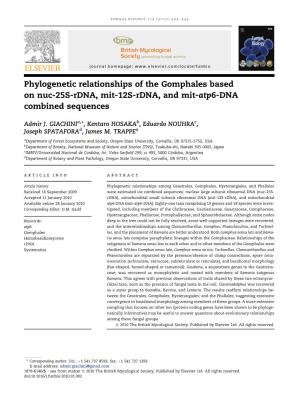 Phylogenetic Relationships of the Gomphales Based on Nuc-25S-Rdna, Mit-12S-Rdna, and Mit-Atp6-DNA Combined Sequences