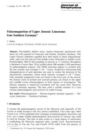 Palaeomagnetism of Upper Jurassic Limestones from Southern Germany*