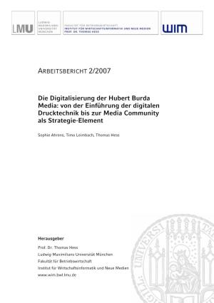 Die Digitalisierung Der Hubert Burda Media: Von Der Einführung Der Digitalen Drucktechnik Bis Zur Media Community Als Strategie-Element