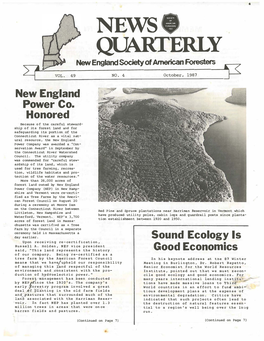 NEWS. QUARTERLY Newengland Society of Americanforesters ����--- ��A����VOL