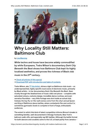 Why Locality Still Matters: Baltimore Club | Norient.Com 3 Oct 2021 22:36:32