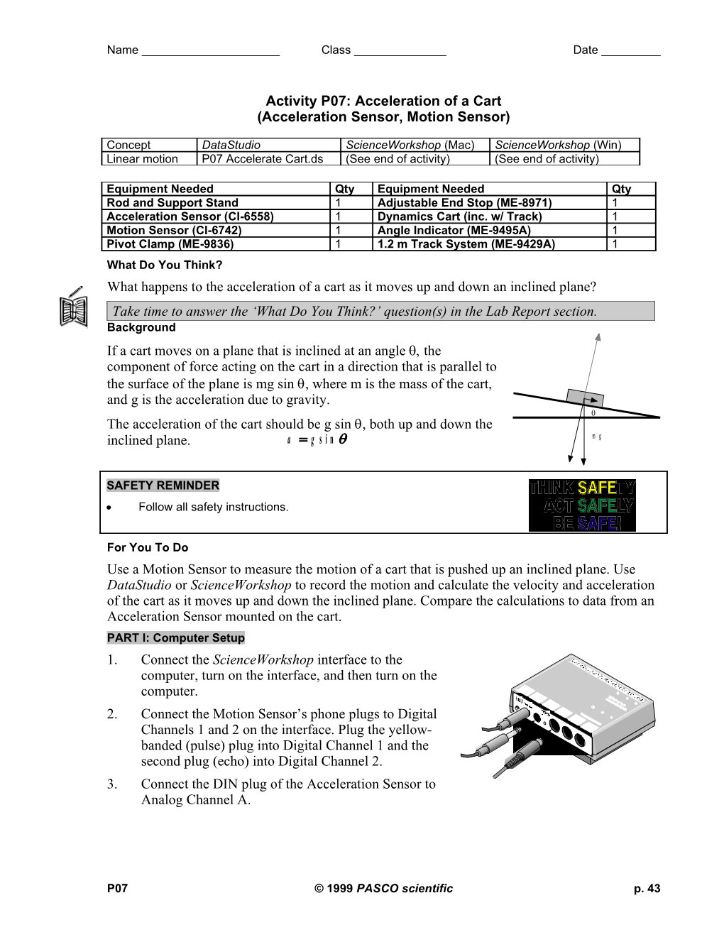 Experiment P10: Acceleration of a Dynamics Cart II