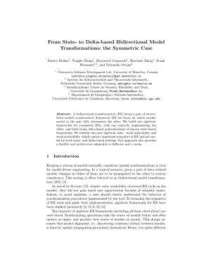 To Delta-Based Bidirectional Model Transformations: the Symmetric Case