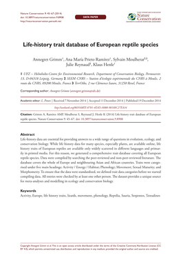 ﻿﻿﻿﻿Life-History Trait Database of European Reptile Species