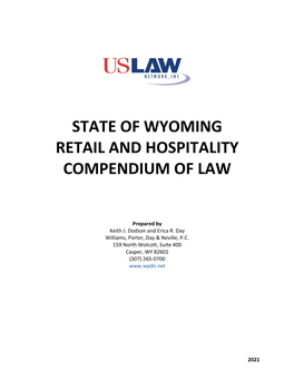 State of Wyoming Retail and Hospitality Compendium of Law